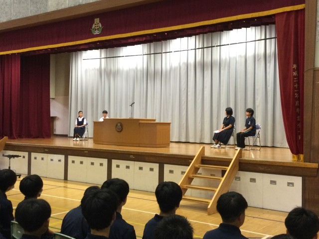 各学年　代表者生徒の話し